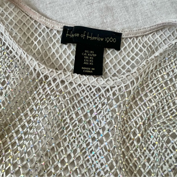 Mesh Rhinestone Short Sleeve Top - Picture 4 of 5